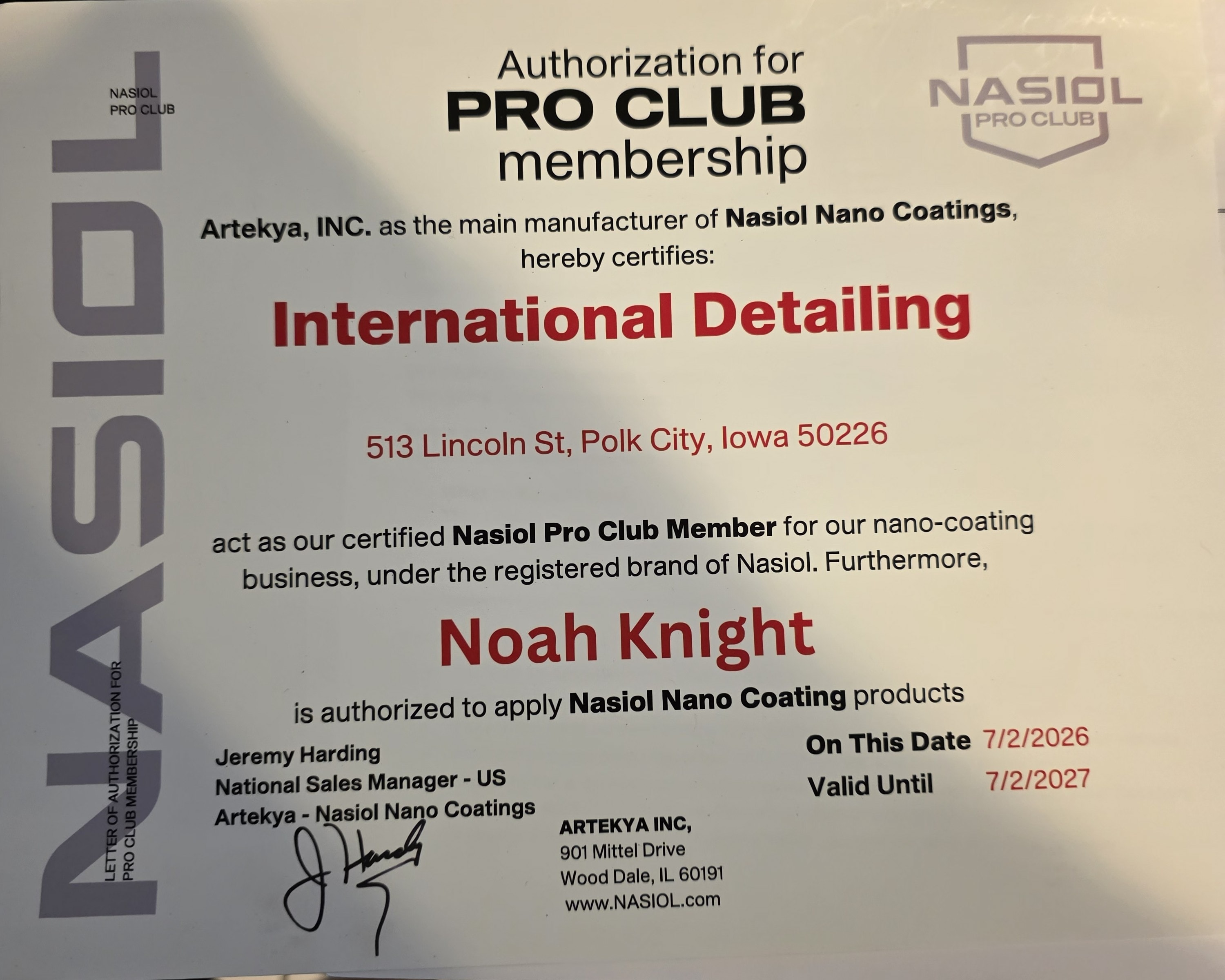 Ceramic coating certification